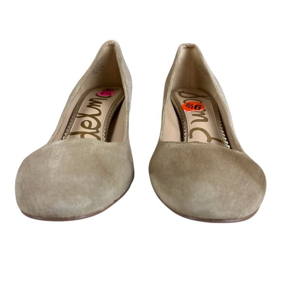 Sam Edelman Junie Suede Pumps Women Size 9.5 M Oatmeal Beige Block Heel Classic - Picture 4 of 10